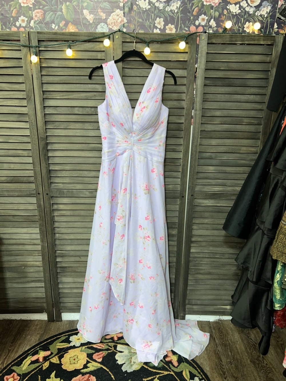 Lavender Floral Chiffon Maxi Dress NWT  Bridesmaid Wedding Guest Formal Sz 10 💜 - Picture 2 of 11